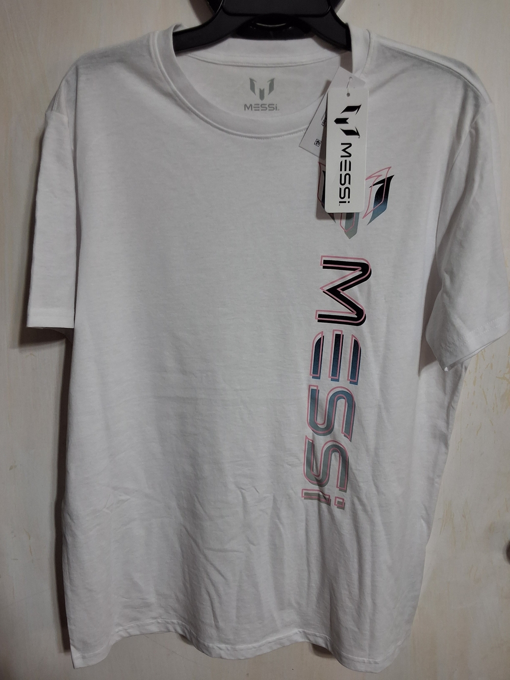 Messi Men’s White Graphic Logo T‑Shirt M